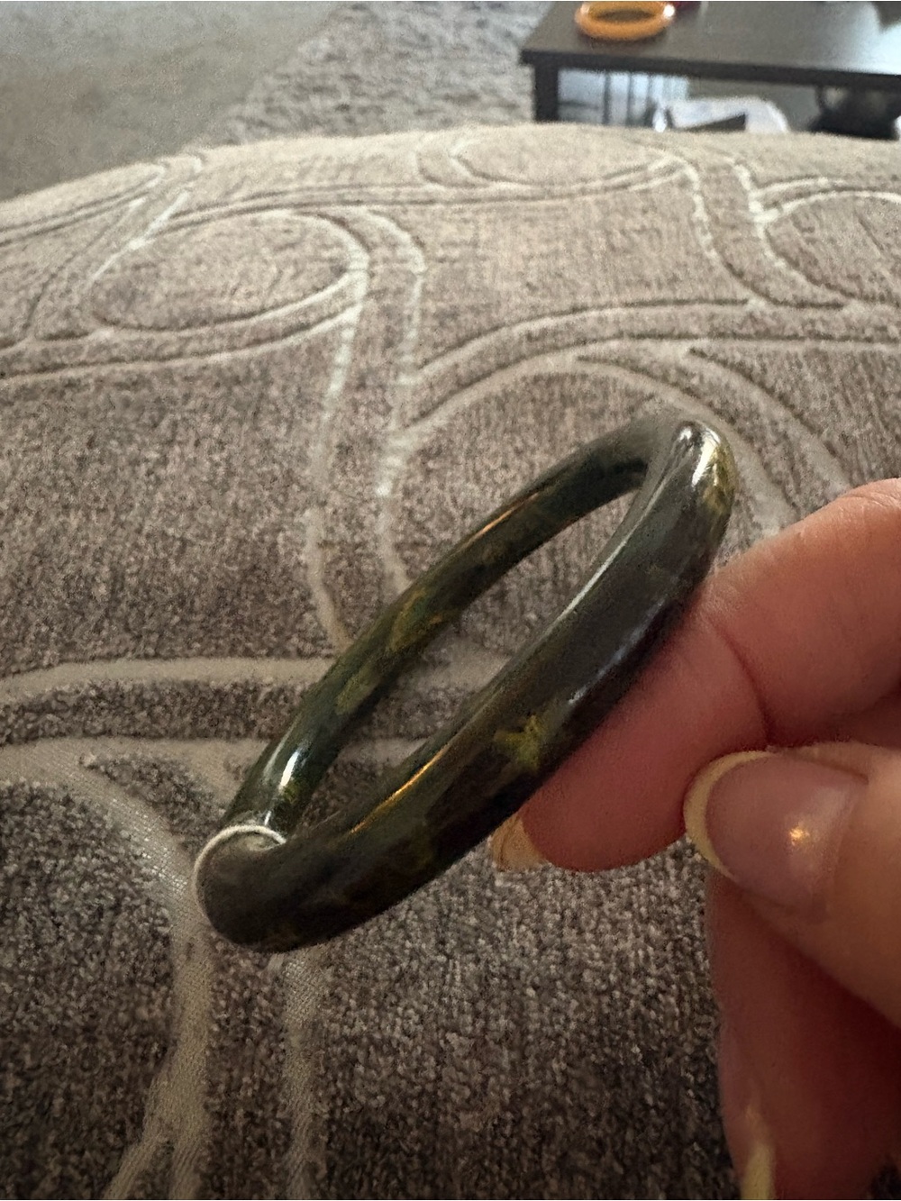 Green Marbled Resin Bangle Bracelet - Picture 4 of 11
